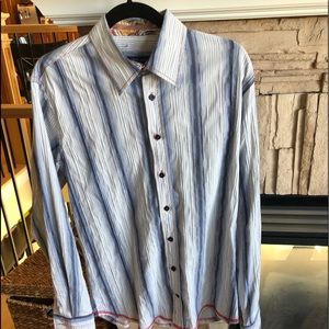 Georg Roth long-sleeved blue/gray striped shirt